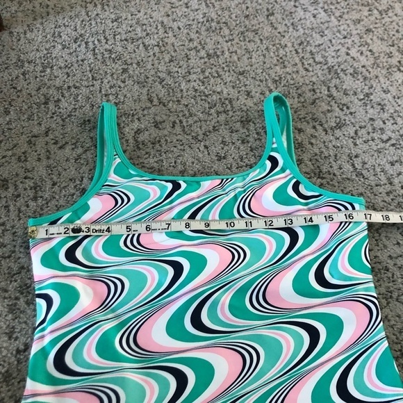 Adidas Active Green & Pink Swirl Print Tankini Top Size Large - Picture 11 of 12